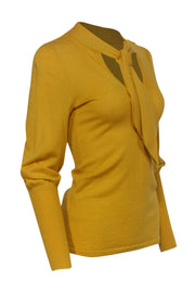 Current Boutique-BCBG Max Azria - Mustard Yellow Sweater w/ Neck Tie Sz XS