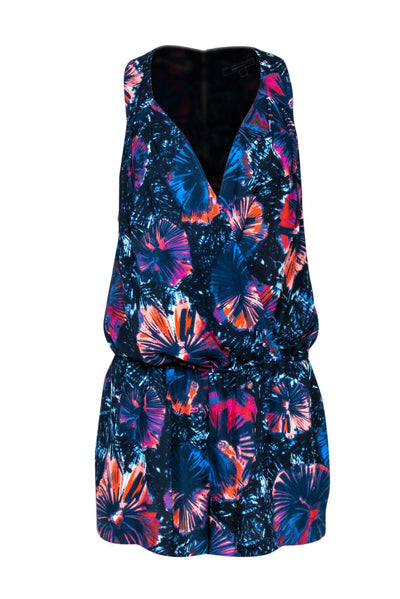 Current Boutique-BCBG Max Azria - Navy Abstract Floral Sleeveless Romper Sz M