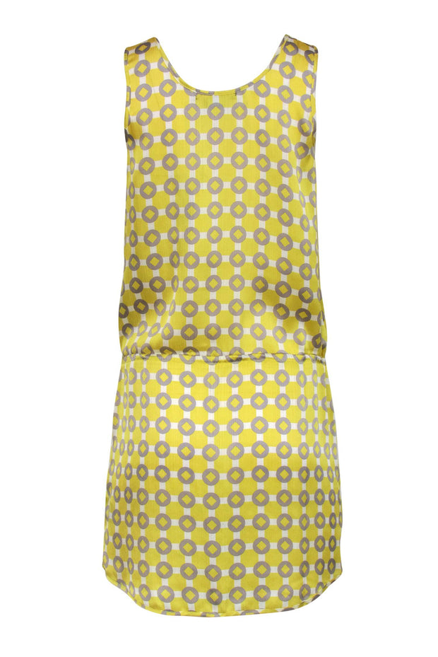 Current Boutique-BCBG Max Azria - Neon Yellow, Grey & White Print Drop Waist Dress Sz M