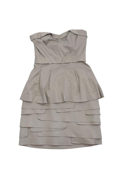 Current Boutique-BCBG Max Azria - Nude Cotton Peplum Strapless Dress Sz 0