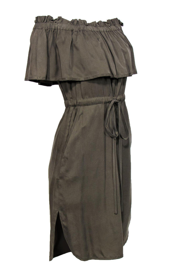 Current Boutique-BCBG Max Azria - Olive Green Off-the-Shoulder Ruffle Dress Sz XS