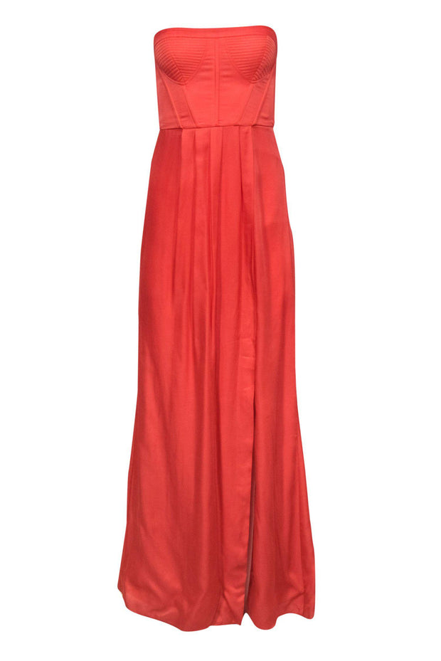 Current Boutique-BCBG Max Azria - Orange Strapless Gown w/ Quilted Bust Sz 2