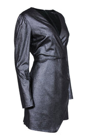 Current Boutique-BCBG Max Azria - Pewter Metallic Long Sleeve Draped Sheath Dress 12