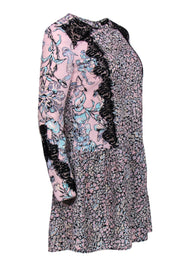Current Boutique-BCBG Max Azria - Pink, Blue & Black Floral Print Drop Waist "Bryanne" Dress Sz XS