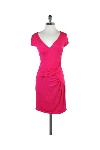 Current Boutique-BCBG Max Azria - Pink Gathered Short Sleeve Dress Sz S
