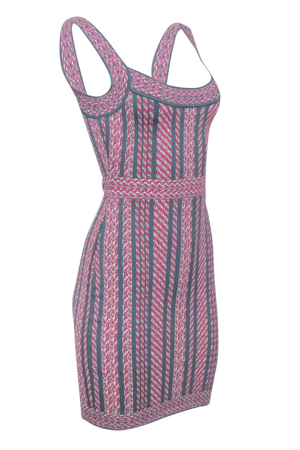 Current Boutique-BCBG Max Azria - Pink & Grey Patterned Bandage Dress Sz S