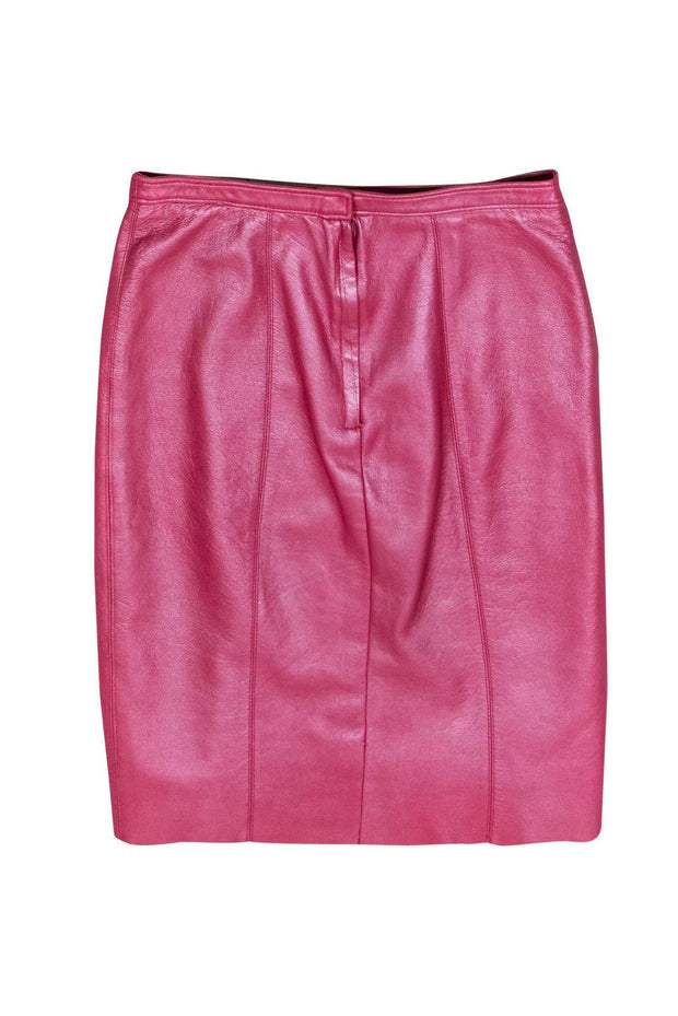 Current Boutique-BCBG Max Azria - Pink Metallic Leather Pencil Skirt Sz 4