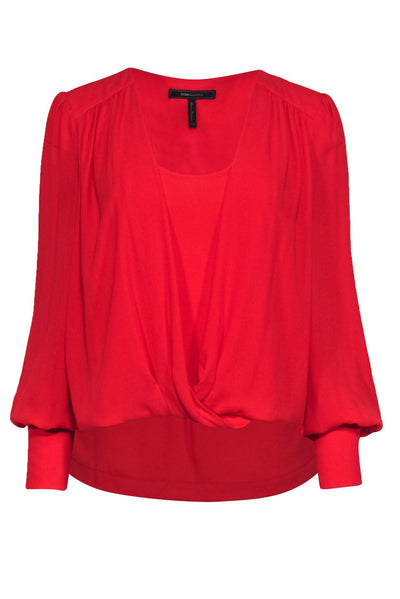 Current Boutique-BCBG Max Azria - Red Draped Front Blouse w/ Camisole Sz XXS