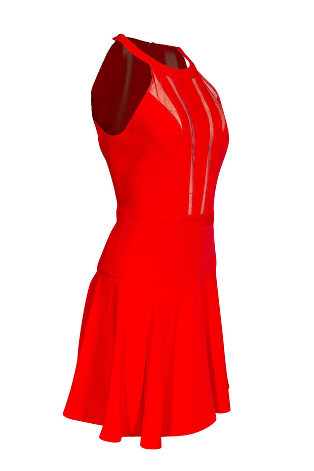 Current Boutique-BCBG Max Azria - Red High Dress w/ Mesh Inserts Sz 8