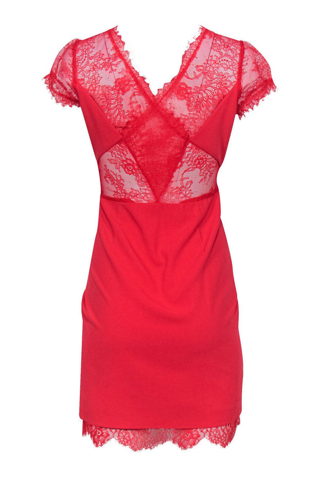 Current Boutique-BCBG Max Azria - Red Lace Cutout Sheath Dress Sz 10