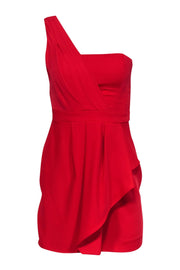 Current Boutique-BCBG Max Azria - Red One-Shoulder Draped Sheath Dress Sz 2