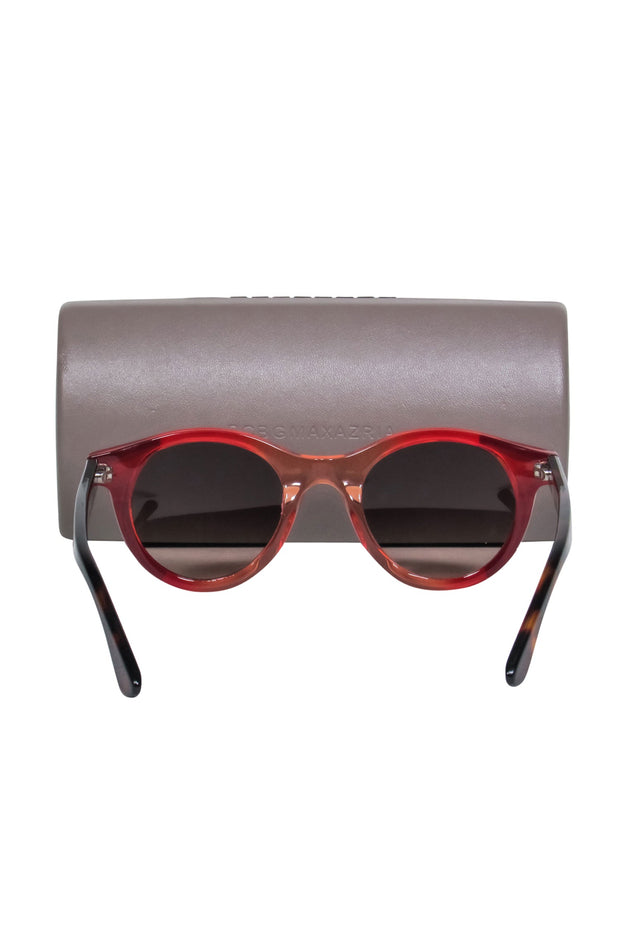 Current Boutique-BCBG Max Azria - Red Orange Color-Block Small Round Sunglasses