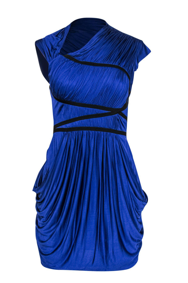Current Boutique-BCBG Max Azria - Royal Blue Silky Greek-Style Drape Dress Sz XS