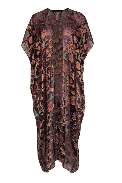 Current Boutique-BCBG Max Azria - Sheer Burgundy Floral Print Kimono OS