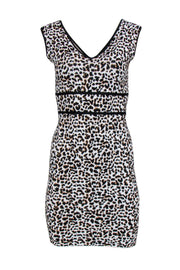 Current Boutique-BCBG Max Azria - White, Black & Brown Leopard Print Sleeveless Bodycon Dress Sz S