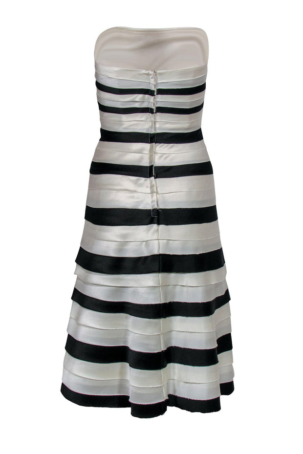 Current Boutique-BCBG Max Azria - White & Black Striped Tiered Strapless A-Line Dress Sz 0