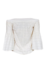 Current Boutique-BCBG Max Azria - White Cotton Striped Textured Blouse Sz XXS