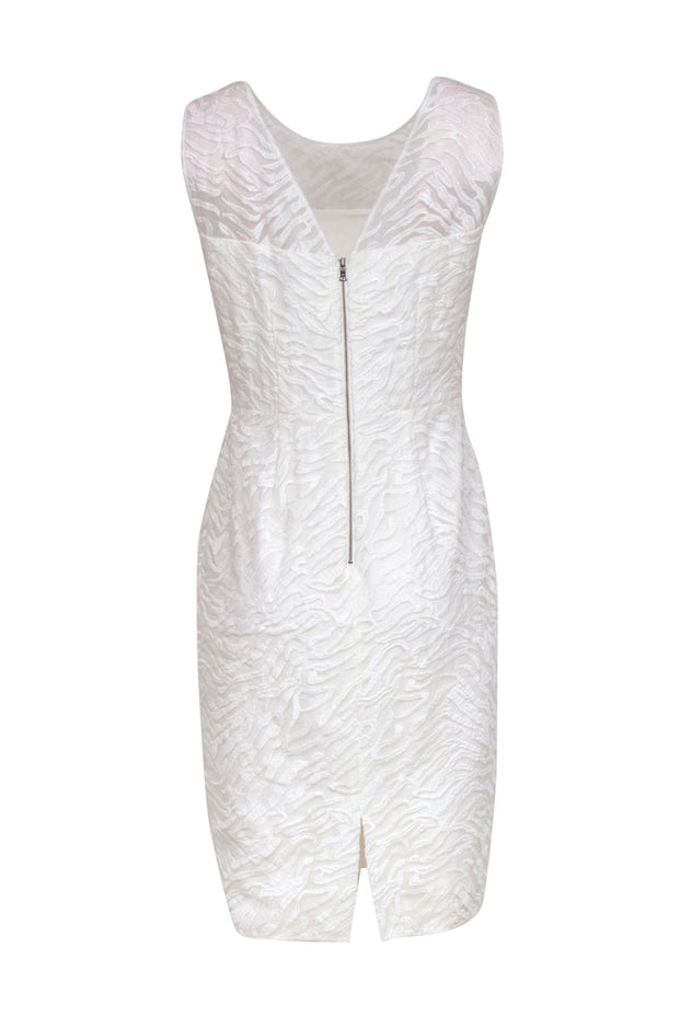 Current Boutique-BCBG Max Azria - White Embroidered Zebra Print Mesh Sleeveless Dress Sz 10