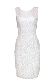 Current Boutique-BCBG Max Azria - White Embroidered Zebra Print Mesh Sleeveless Dress Sz 10