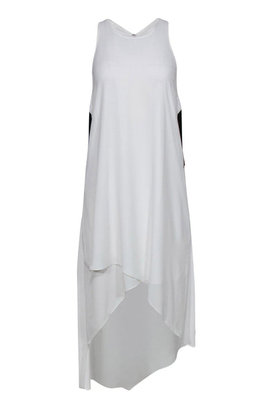 Current Boutique-BCBG Max Azria - White High-Low Open Back Maxi Dress w/ Fringe Detail Sz XS