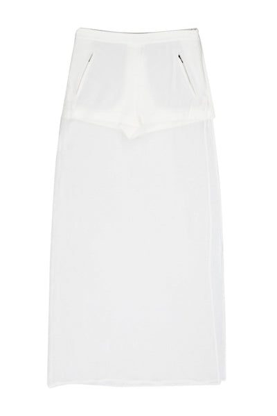 Current Boutique-BCBG Max Azria - White Maxi Skirt w/ Built-In Shorts Sz XXS