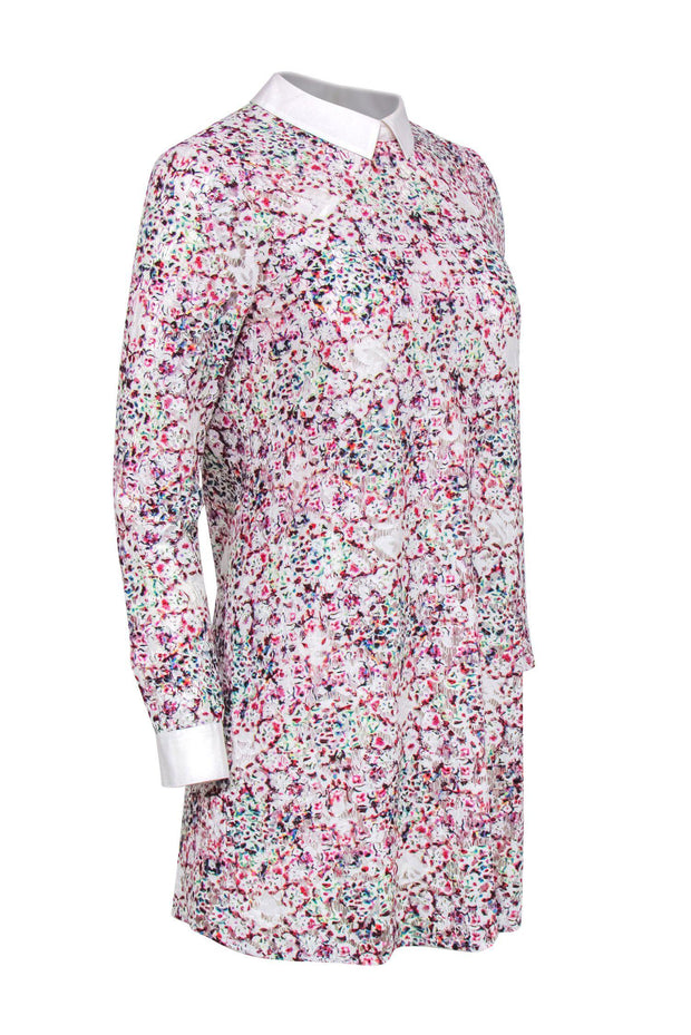 Current Boutique-BCBG Max Azria - White & Multicolored Floral Lace Shift Dress Sz XS