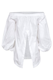 Current Boutique-BCBG Max Azria - White Off-The-Shoulder Open Back Long Sleeve Blouse Sz XXS