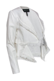 Current Boutique-BCBG Max Azria - White Open Front Jacket w/ Fringe Trim Sz XXS