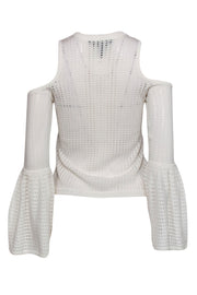 Current Boutique-BCBG Max Azria - White Open Knit Bell Sleeve Cold Shoulder "Lucia" Top Sz XS