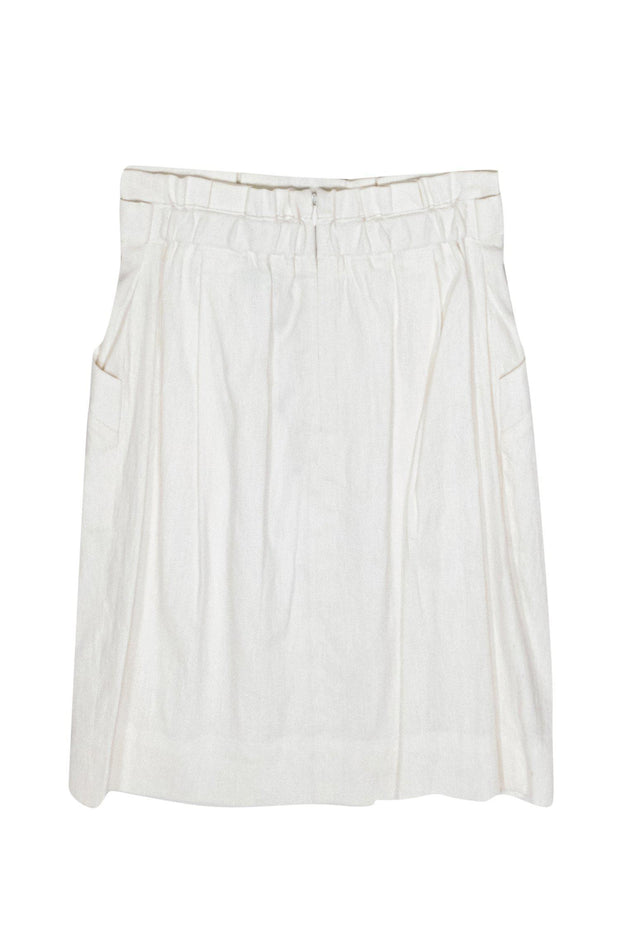 Current Boutique-BCBG Max Azria - White Pleated Pencil Skirt w/ Buttons Sz 2