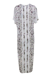 Current Boutique-BCBG Max Azria - White & Purple Floral Print High-Low Maxi Dress Sz S