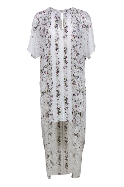Current Boutique-BCBG Max Azria - White & Purple Floral Print High-Low Maxi Dress Sz S