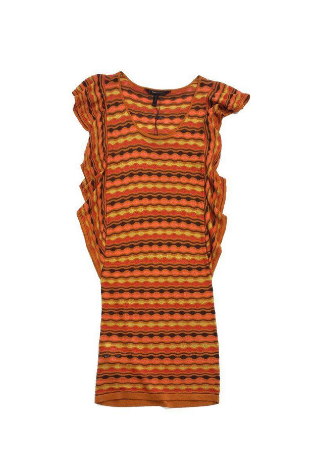 Current Boutique-BCBG - Orange & Brown Scalloped Knit Dress Sz XXS
