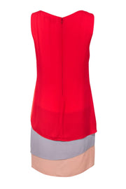 Current Boutique-BCBG Paris - Red & Coral Colorblock Draped Shift Dress Sz 8