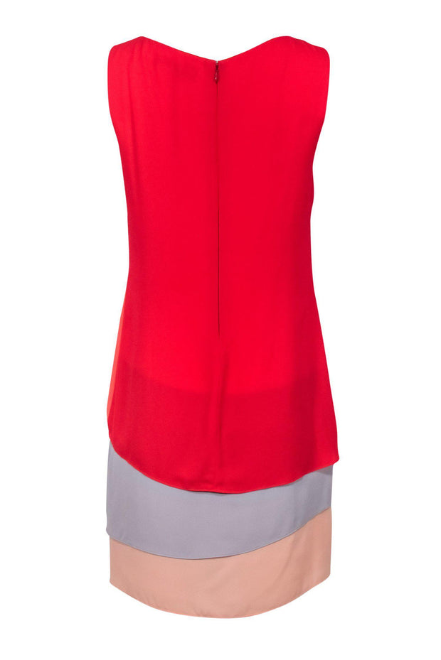 Current Boutique-BCBG Paris - Red & Coral Colorblock Draped Shift Dress Sz 8
