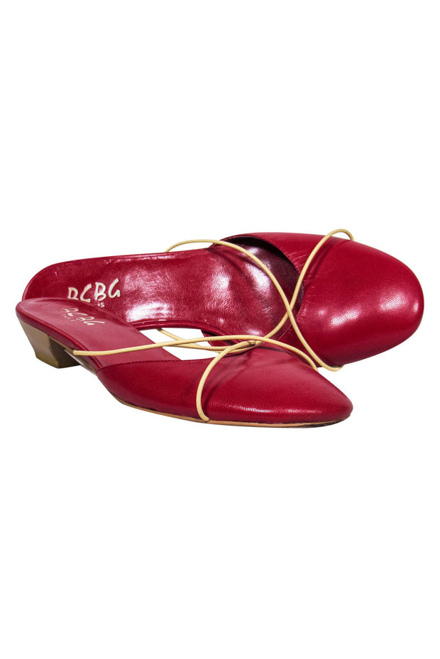 BCBG - Red Leather Slipper Flats w/ Elastic Crisscross Sz 8 – Current  Boutique