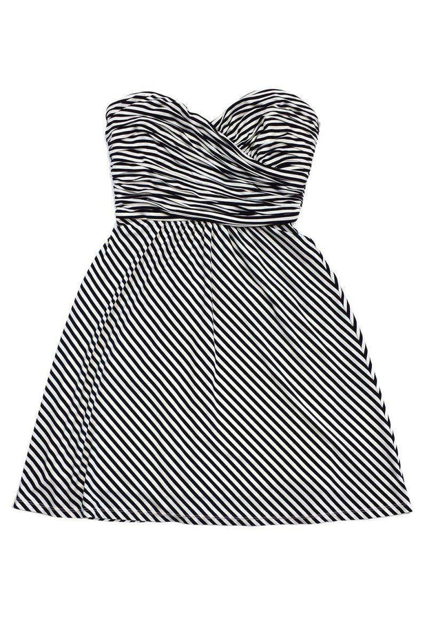 Current Boutique-BCBG - White & Black Striped Strapless Dress Sz S