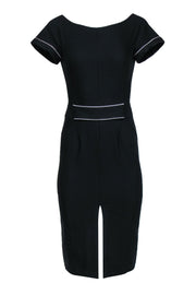 Current Boutique-BGL - Black Short Sleeve Silver Trim Sheath Dress Sz XS