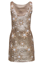 Current Boutique-BHLDN by Anthropologie - Champagne & White Sequin Star Sheath Dress Sz 2