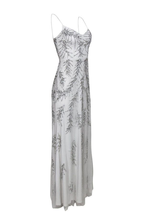 Current Boutique-BHLDN by Anthropologie - Light Grey Beaded Slip Gown Sz 0