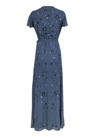 Current Boutique-BHLDN by Anthropologie - Smokey Blue Floral Beaded & Sequin Gown Sz 16