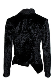 Current Boutique-BLANKNYC - Black Velvet Cowl Draped Zip-Up Jacket Sz XS