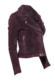 Current Boutique-BLANKNYC - Burgundy Suede Zip-Up Moto-Style Jacket Sz XS