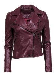 Current Boutique-BLANKNYC - Maroon Faux Leather Textured Moto Jacket Sz XS