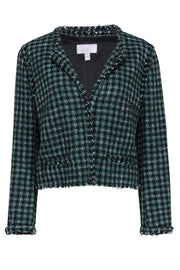 Current Boutique-BOSS Hugo Boss - Black & Green Cotton Blend Cropped Plaid Tweed Jacket Sz 10