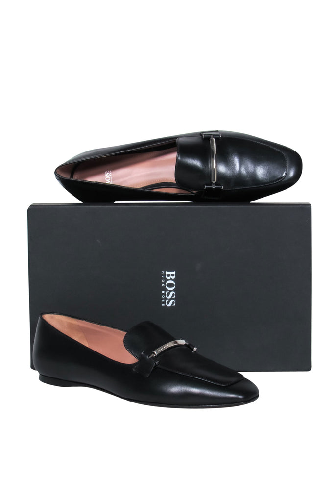 nøjagtigt defile Positiv BOSS Hugo Boss - Black Leather Loafer w/ Silver-Toned Bar Sz 11 – Current  Boutique