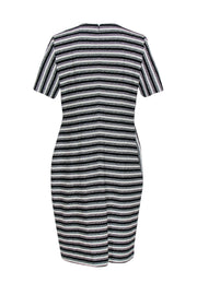 Current Boutique-BOSS Hugo Boss - Black & White Striped Short Sleeve Sheath Dress Sz 12