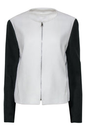 Current Boutique-BOSS Hugo Boss - Navy & White Woven Cotton Zip-Up Jacket Sz 10