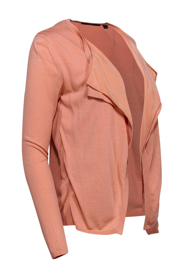 Current Boutique-BOSS Hugo Boss - Pink Open Front Cardigan w/ Silk Underlay Sz XS
