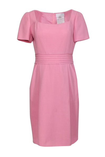 Current Boutique-Badgley Mischka - Baby Pink Short Sleeve Wool Sheath Dress Sz 12